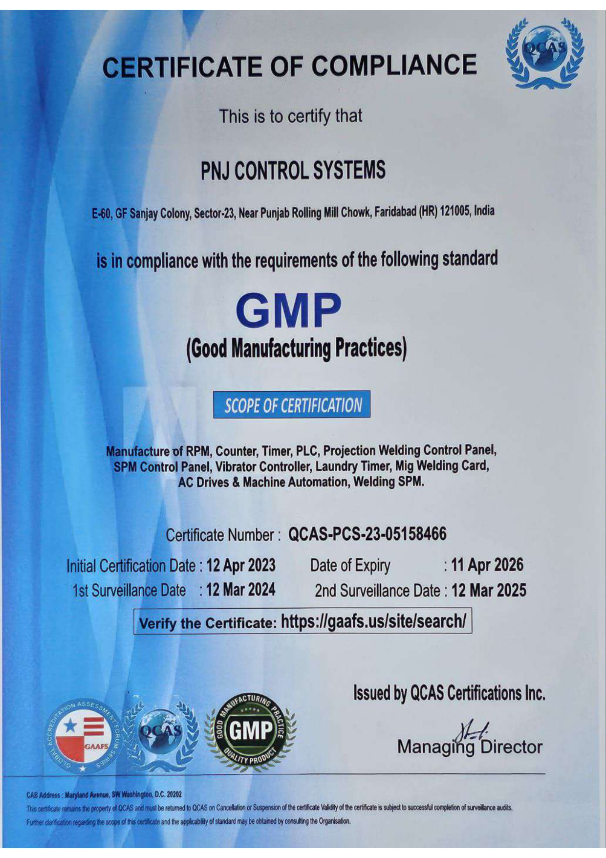Certificate Of Compliance PNJCS
