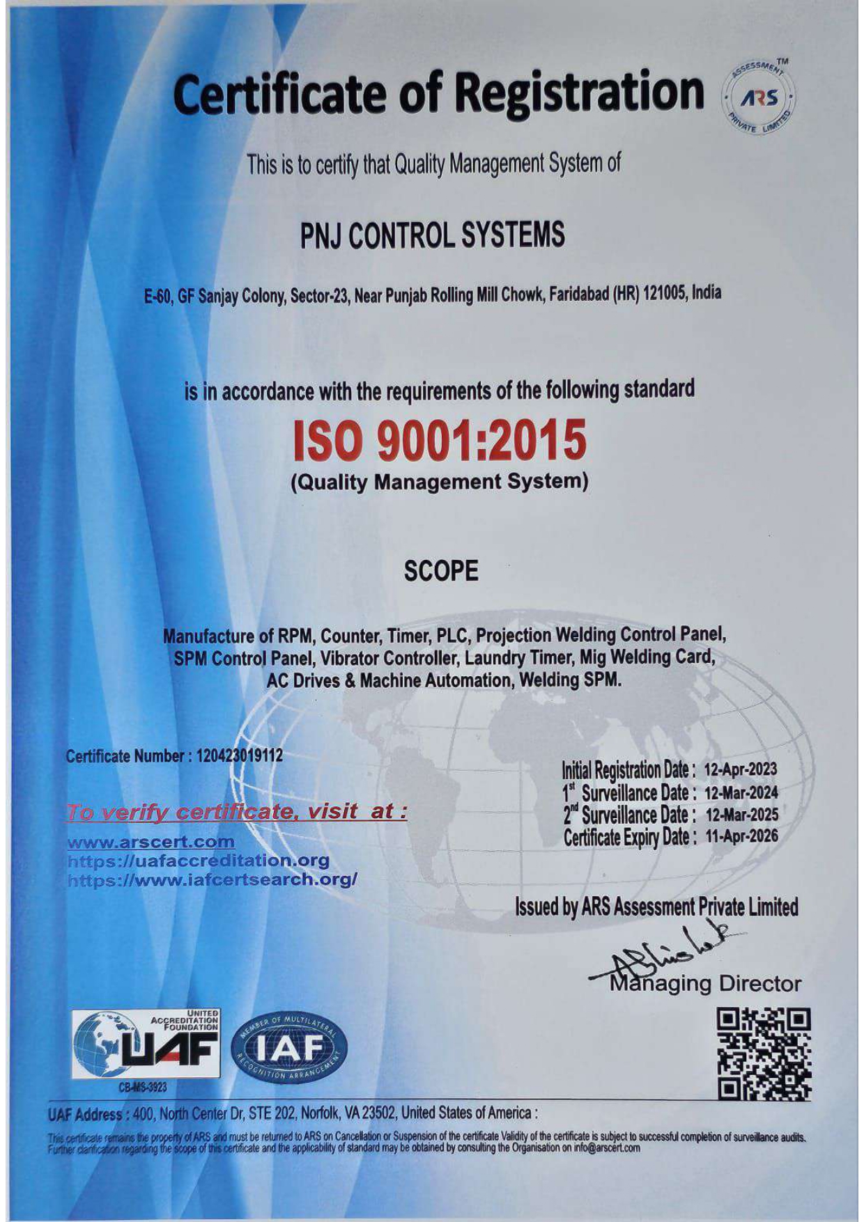 Certificate Of Registration PNJCS
